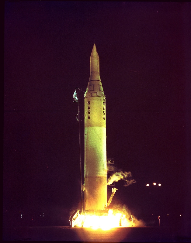 The Juno II rocket lifting off on March 3, 1959 successfully boosting the Pioneer 4 spacecraft. It was America's first probe to escape Earth's gravity, passing within 37,000 miles of the lunar surface.